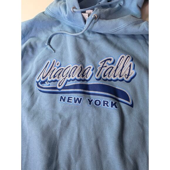 NIAGARA FALLS New York Sky Blue Heavy Warm Active Pullover Hoodie SZ 3XL - Picture 3 of 8